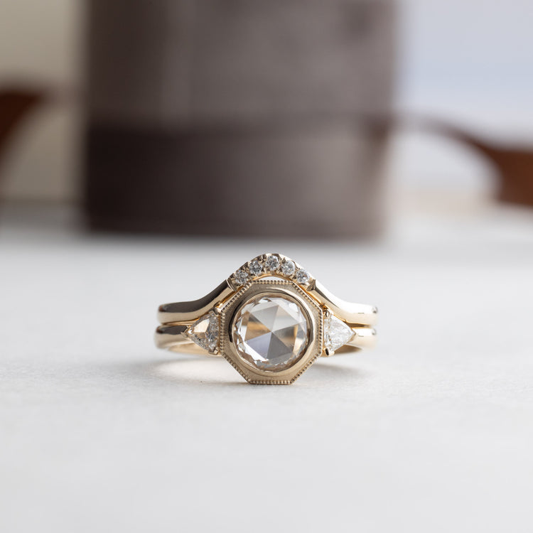 14K Rose Cut Diamond Ring Set