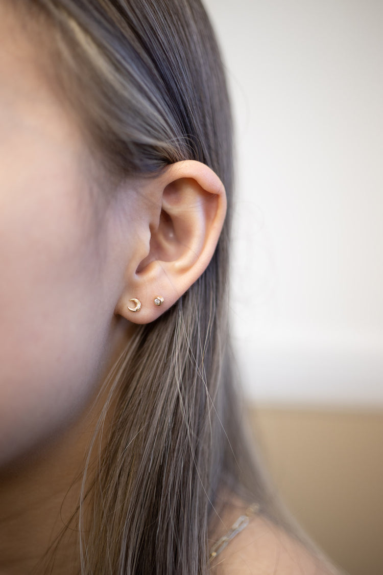 14k Diamond Half Moon