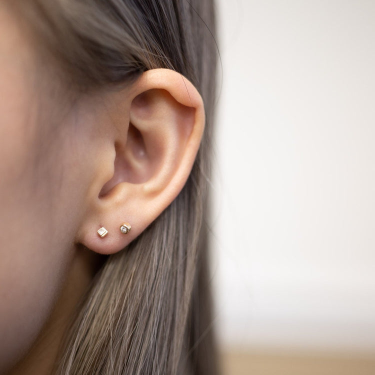 14k Princess Diamond Studs