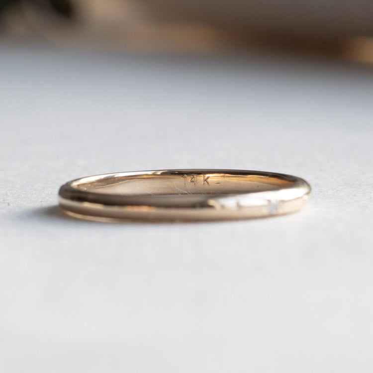 custom 14k Gold Starburst Diamond 2mm Band