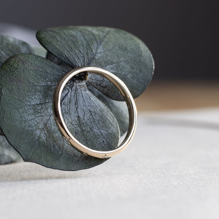 custom 14k Gold Starburst Diamond 2mm Band