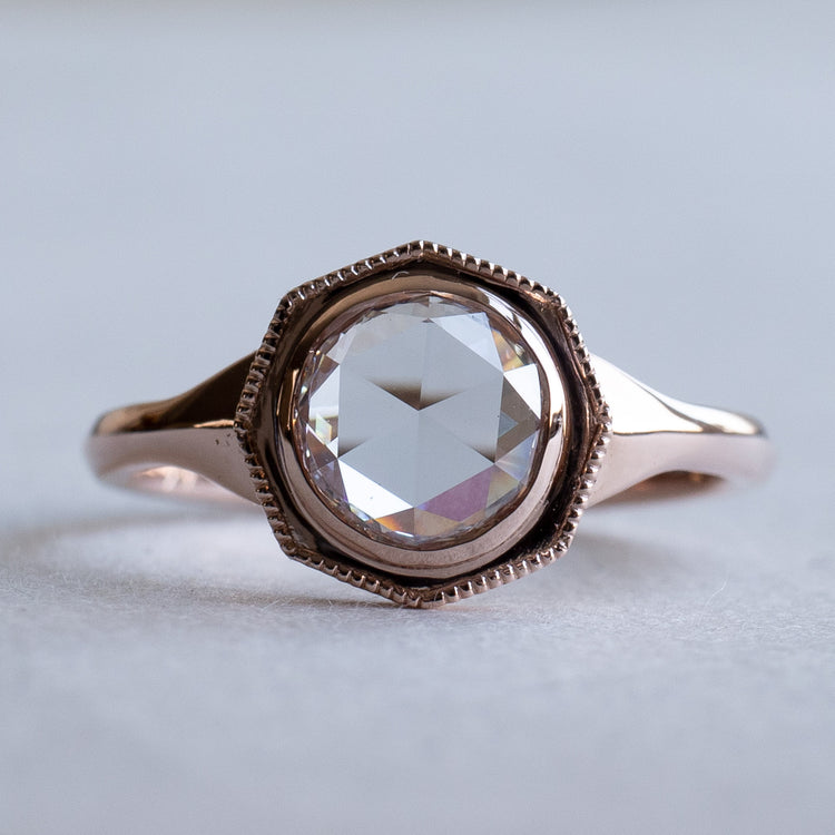 14k Rose Cut 0.75 Carat Diamond Ring