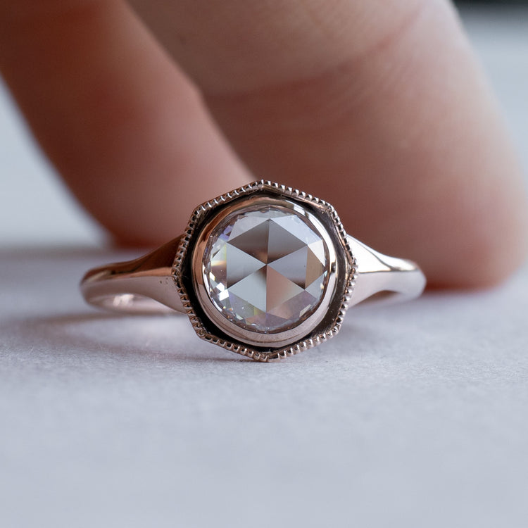 14k Rose Cut 0.75 Carat Diamond Ring