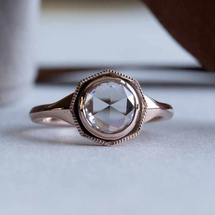 14k Rose Cut 0.75 Carat Diamond Ring