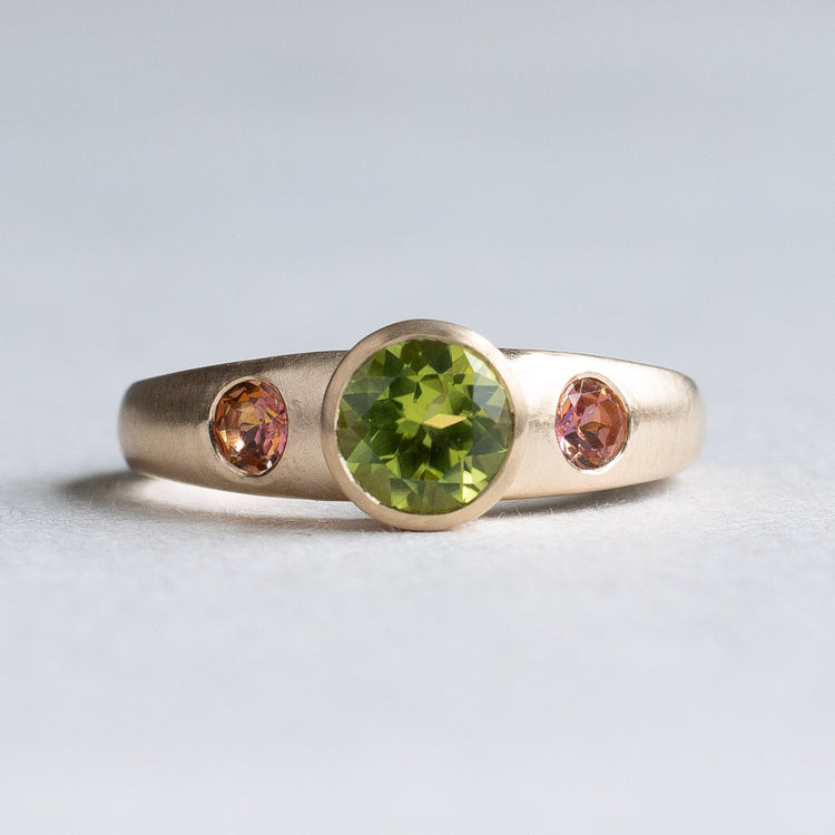 14K Peridot Topaz Ring