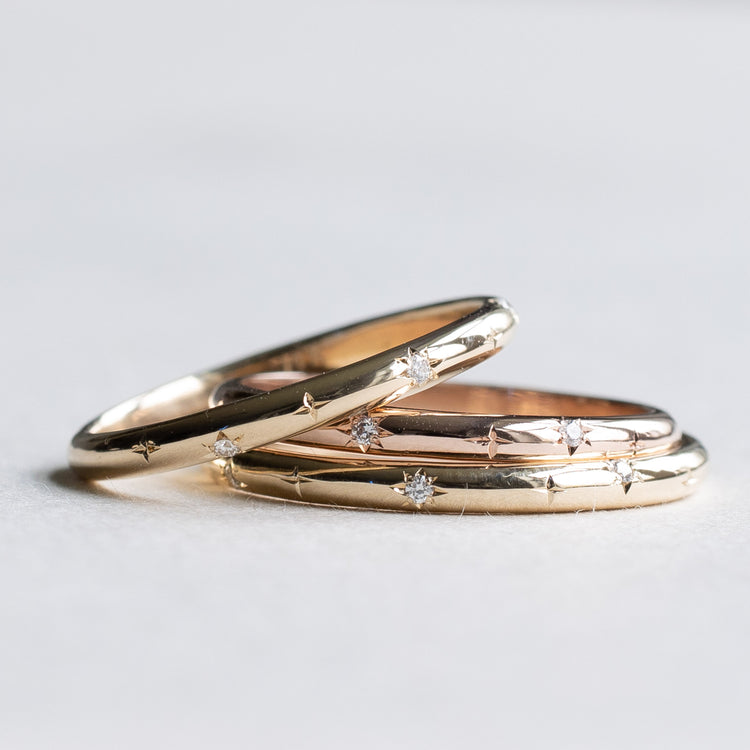 14k Starburst Diamond Band