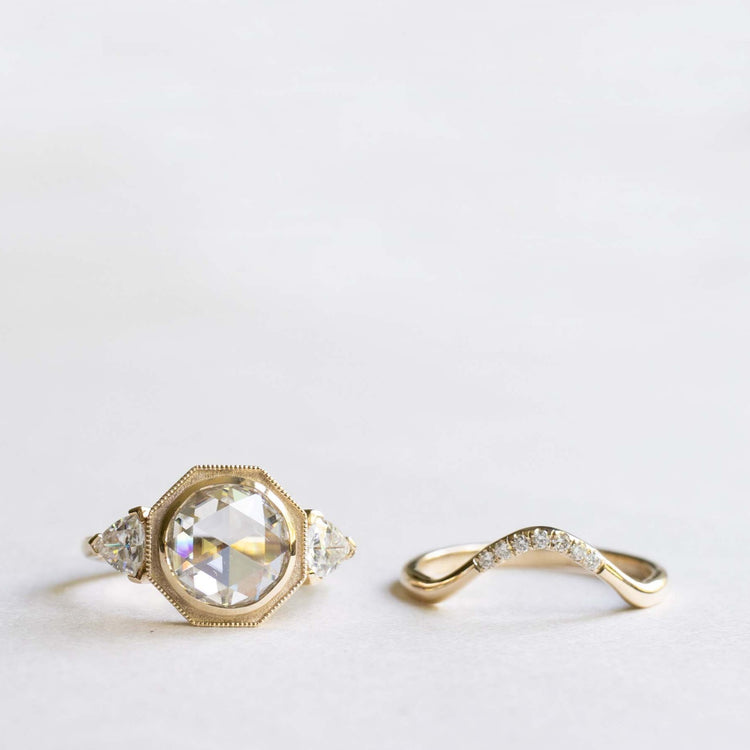 14k yellow gold 1.16 Carat moissanite set size 6.5