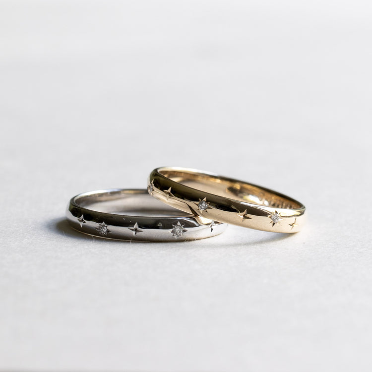 14K White Gold 3mm Starburst Diamond Band