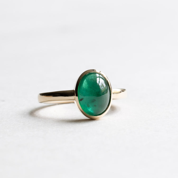 14K Oval 2.73 Carat Emerald Ring