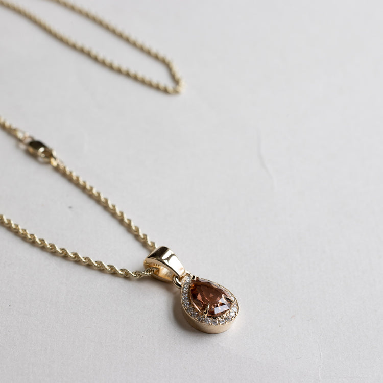 14k Fancy Pear Tourmaline Necklace