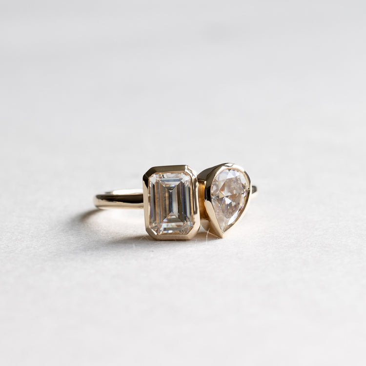 14K Moi et Toi Moissanite Ring