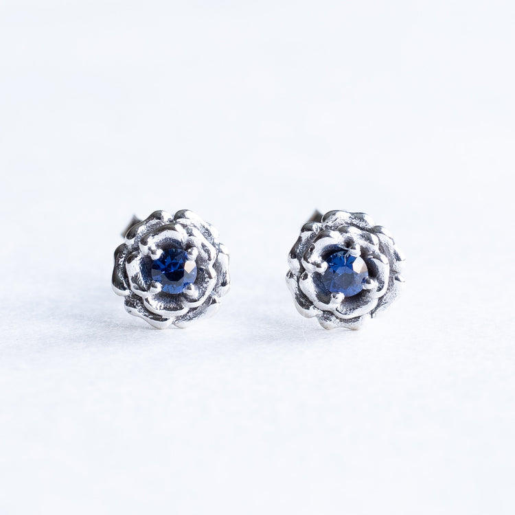 14K Sapphire Rose Studs