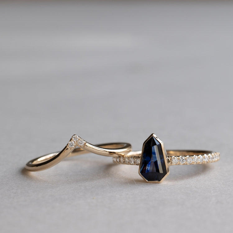 14K 0.86 Carat Sapphire Diamond Ring Stack