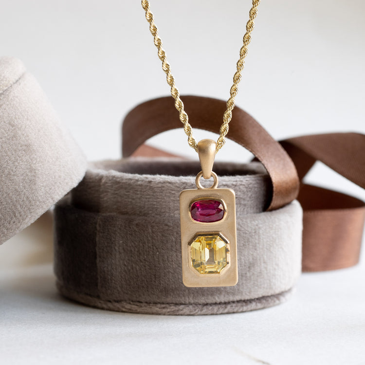 18K Ruby Sapphire Pendant