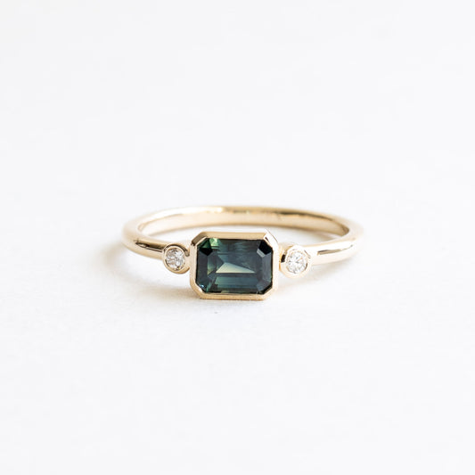 14K Australian Teal Sapphire Ring