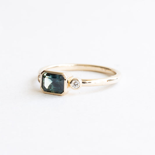 14K Australian Teal Sapphire Ring