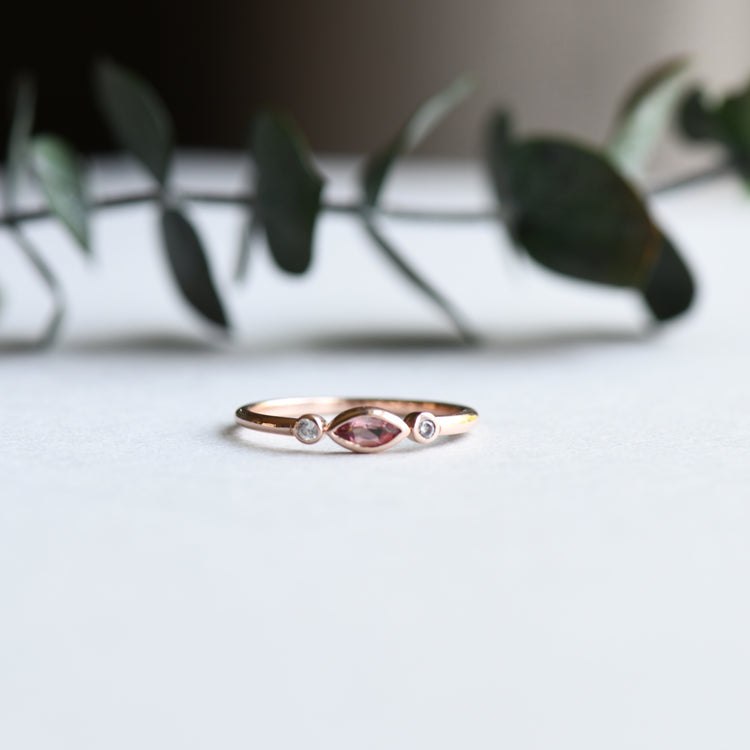 14k Marquise Tourmaline Diamond Ring