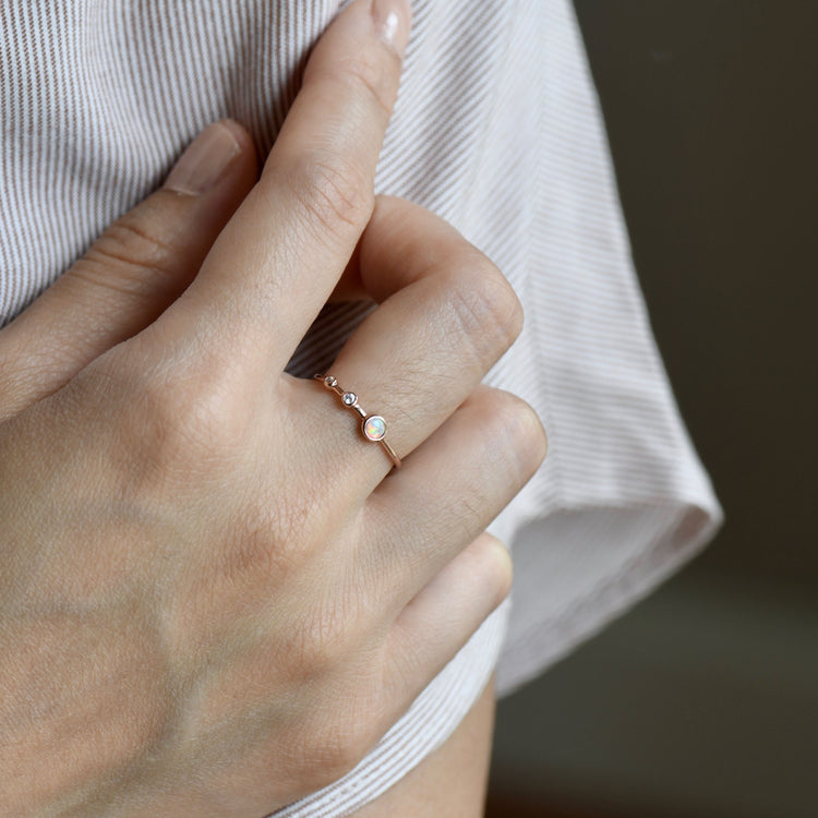 14K Opal Diamond Ring