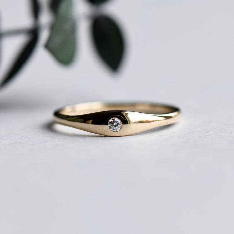 14k Flush Diamond Ring