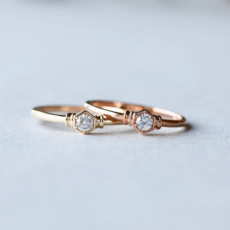 14K Honeycomb Diamond Ring