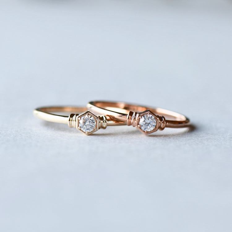 14K Rose Gold Honeycomb Diamond Ring