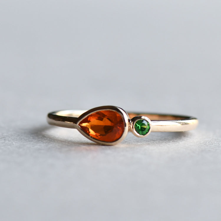 Fire Opal Toi et Moi Ring