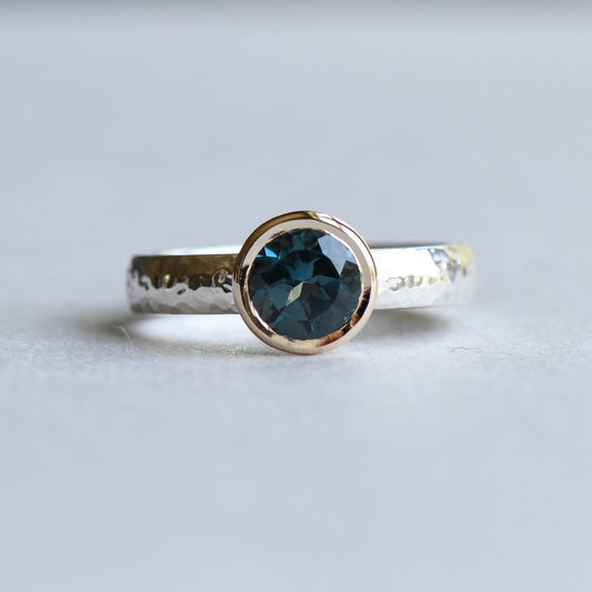 Silver Two Tone Topaz Ring