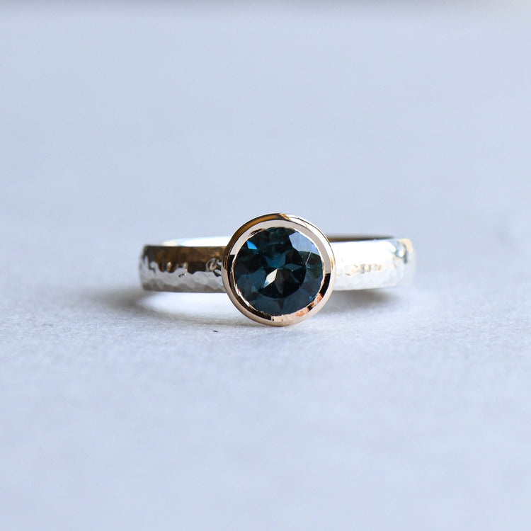 Silver Two Tone Topaz Ring