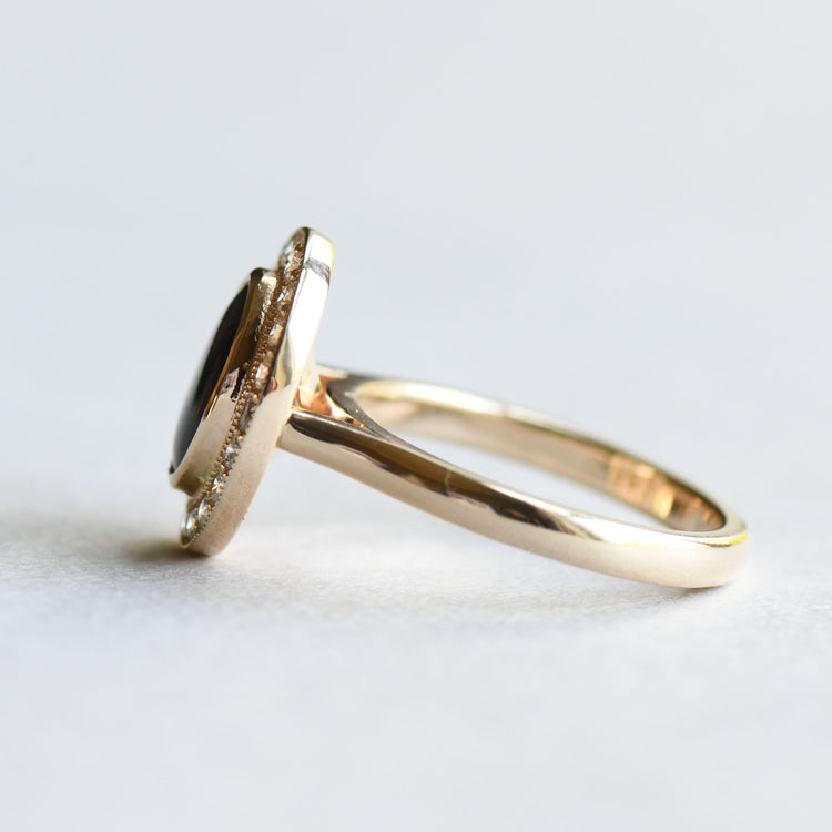 14K Australian Black Opal Ring