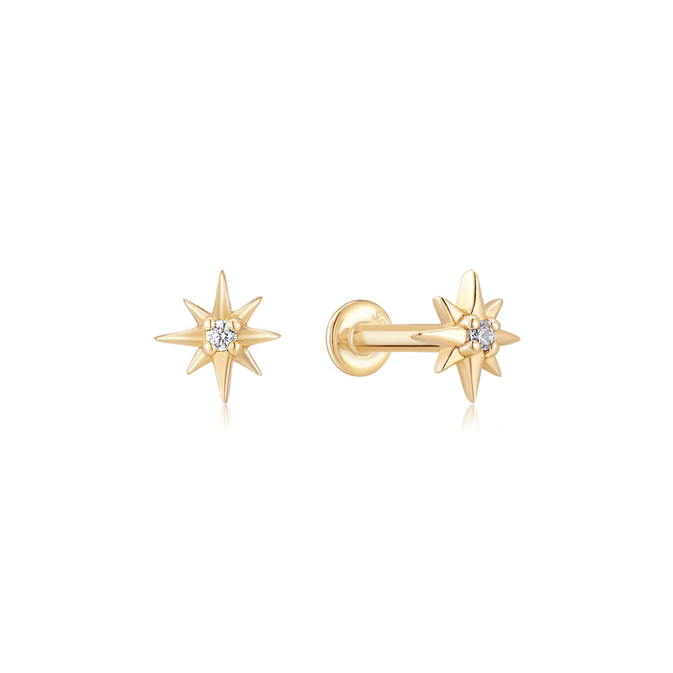 14K Star Diamond Earrings