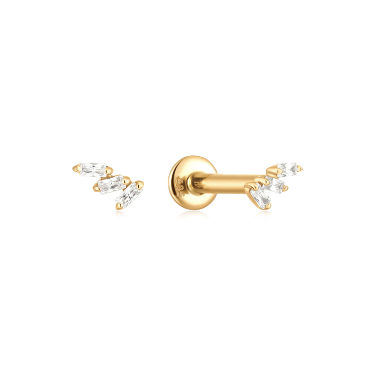 14K Trio Baguette Studs