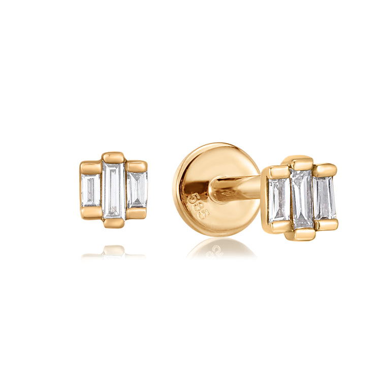 14k Diamond Baguette Studs