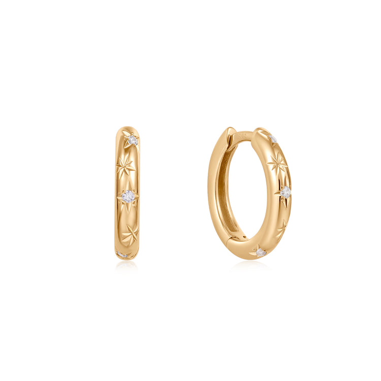 14k Diamond Huggies Hoops