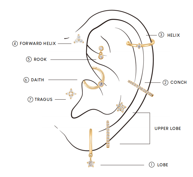 14K Diamond Conch Piercing