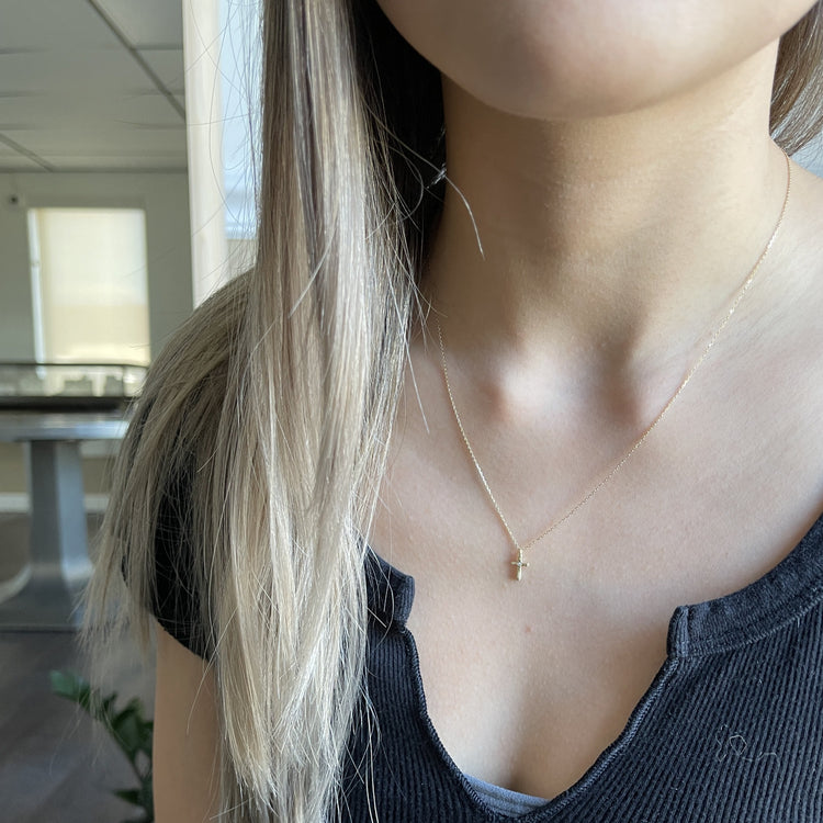 14k Diamond Cross Necklace