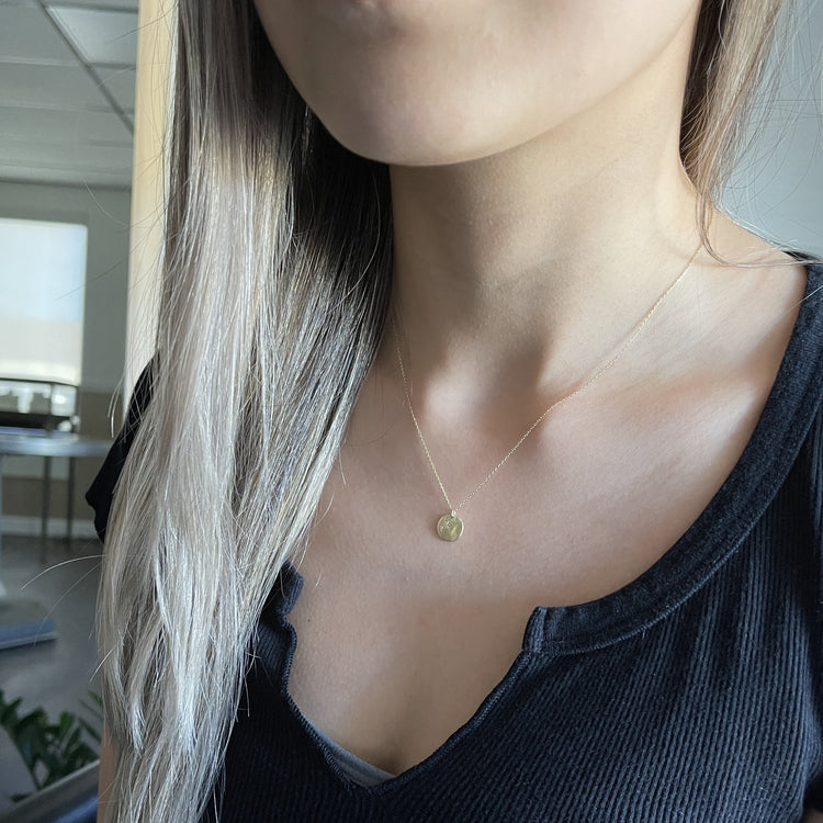 14k Round Disc Diamond Necklace