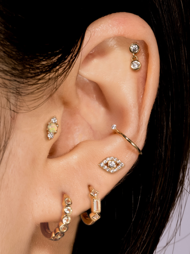 14k Diamond Dangle Studs