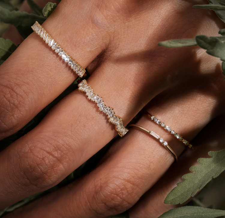 14K Baguette Stacker Ring