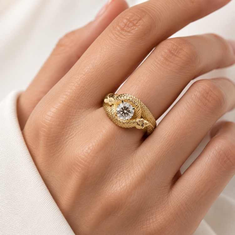 18K Double Serpent GIA 0.5 CT Diamond Ring