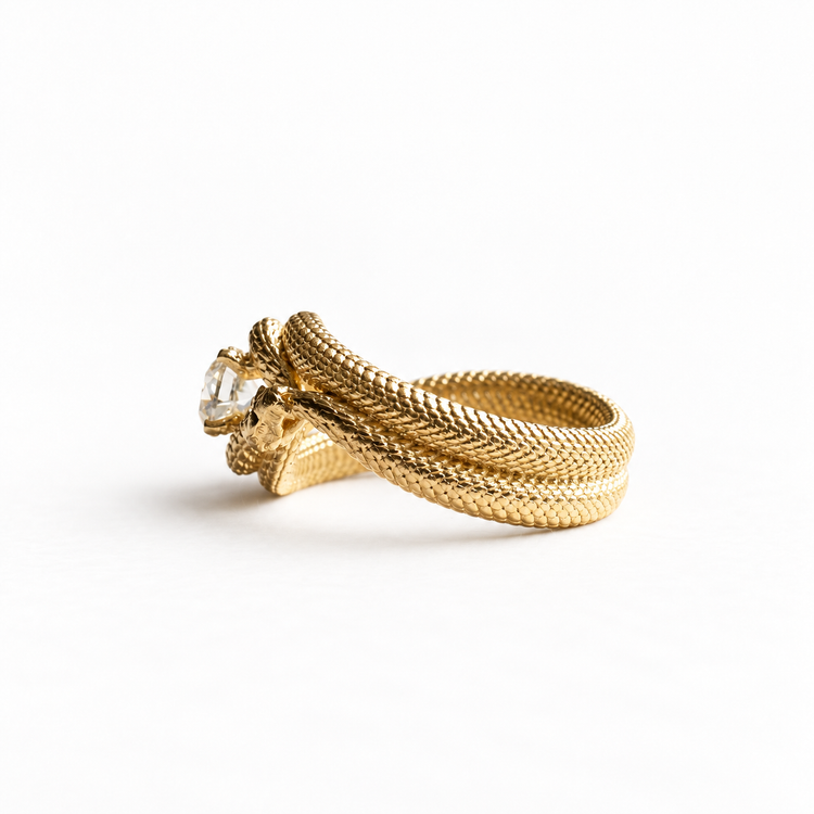 18K Double Serpent GIA 0.5 CT Diamond Ring