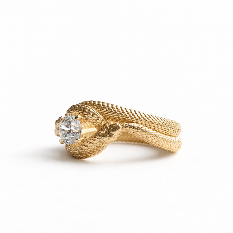 18K Double Serpent GIA 0.5 CT Diamond Ring