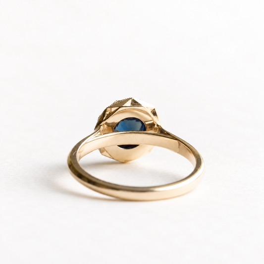 14K Rose Cut Sapphire Ring