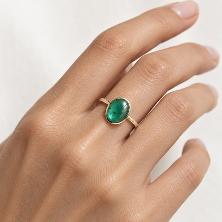 14K Oval 2.73 Carat Emerald Ring