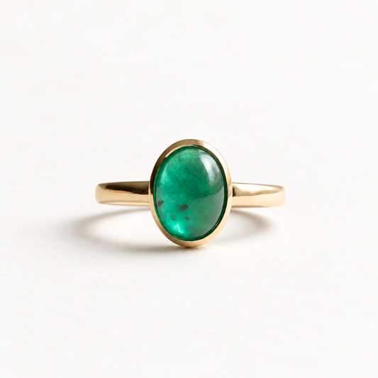 14K Oval 2.73 Carat Emerald Ring