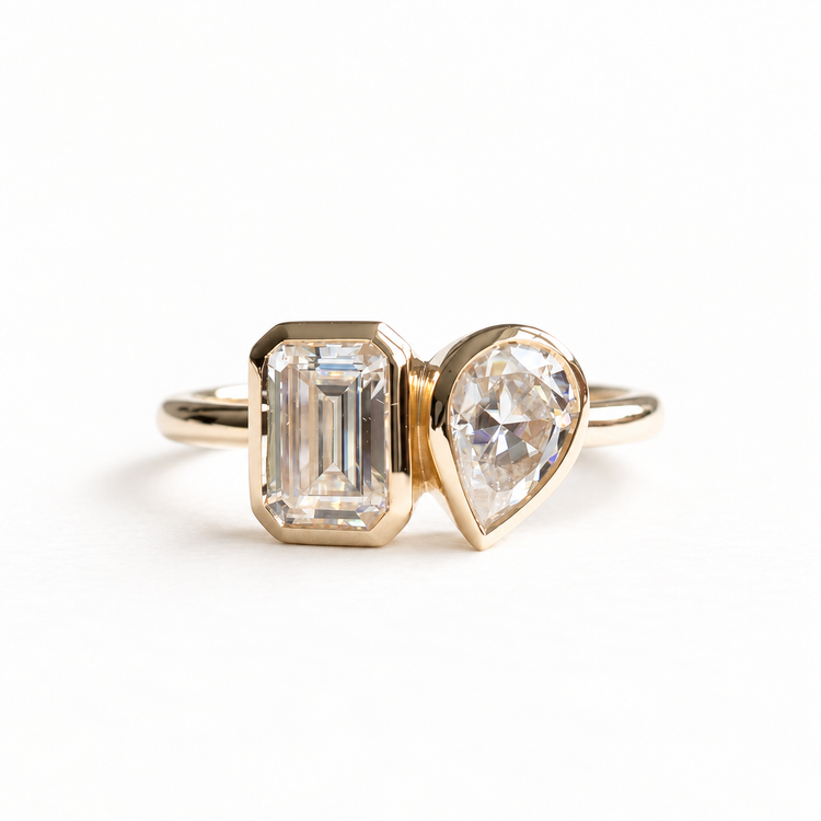 14K Moi et Toi Moissanite Ring