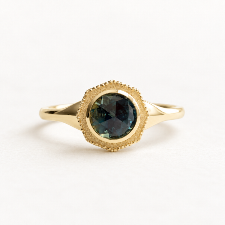 18K Rose Cut Sapphire Ring