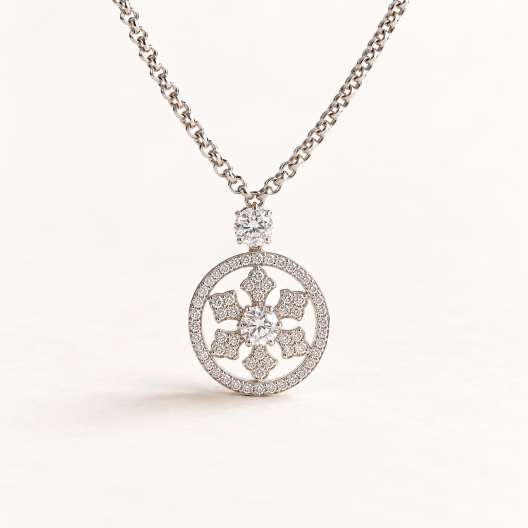 14k Snowflake Diamond Necklace