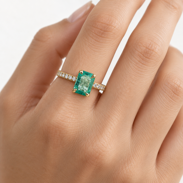 14K 1.98 CT Emerald Diamond Ring