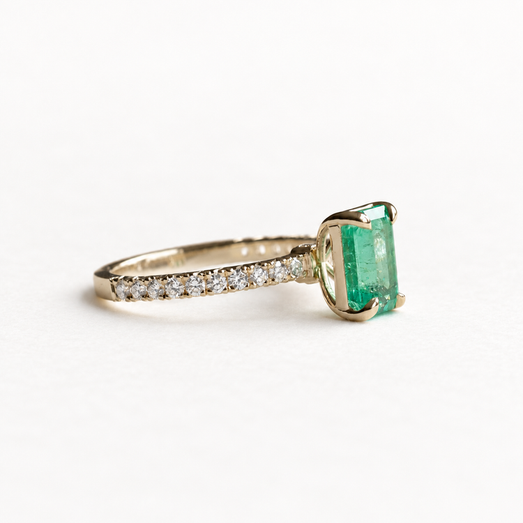14K 1.98 CT Emerald Diamond Ring