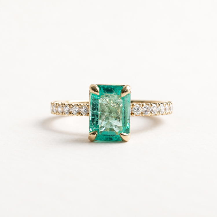 14K 1.98 CT Emerald Diamond Ring